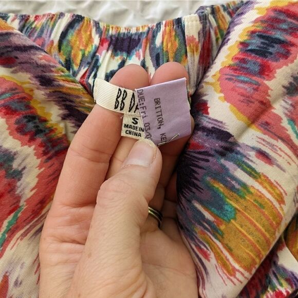 BB Dakota size small strapless, padded high low dress multi color pattern - Picture 7 of 11